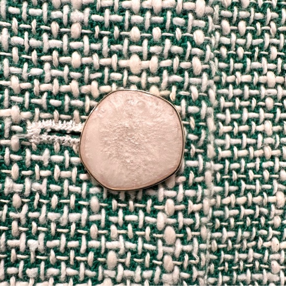 Zara cropped spring blazer pearl buttons green and white cotton blend tweed S - Picture 4 of 6